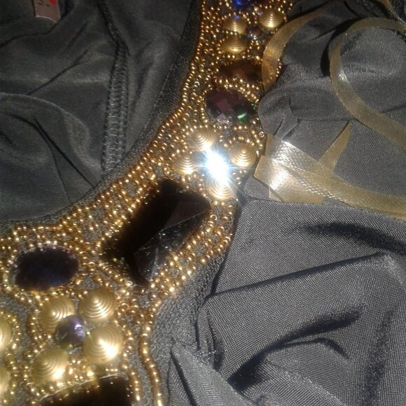 Kiwi Black Beaded Halter Style Top 1X - Picture 11 of 14